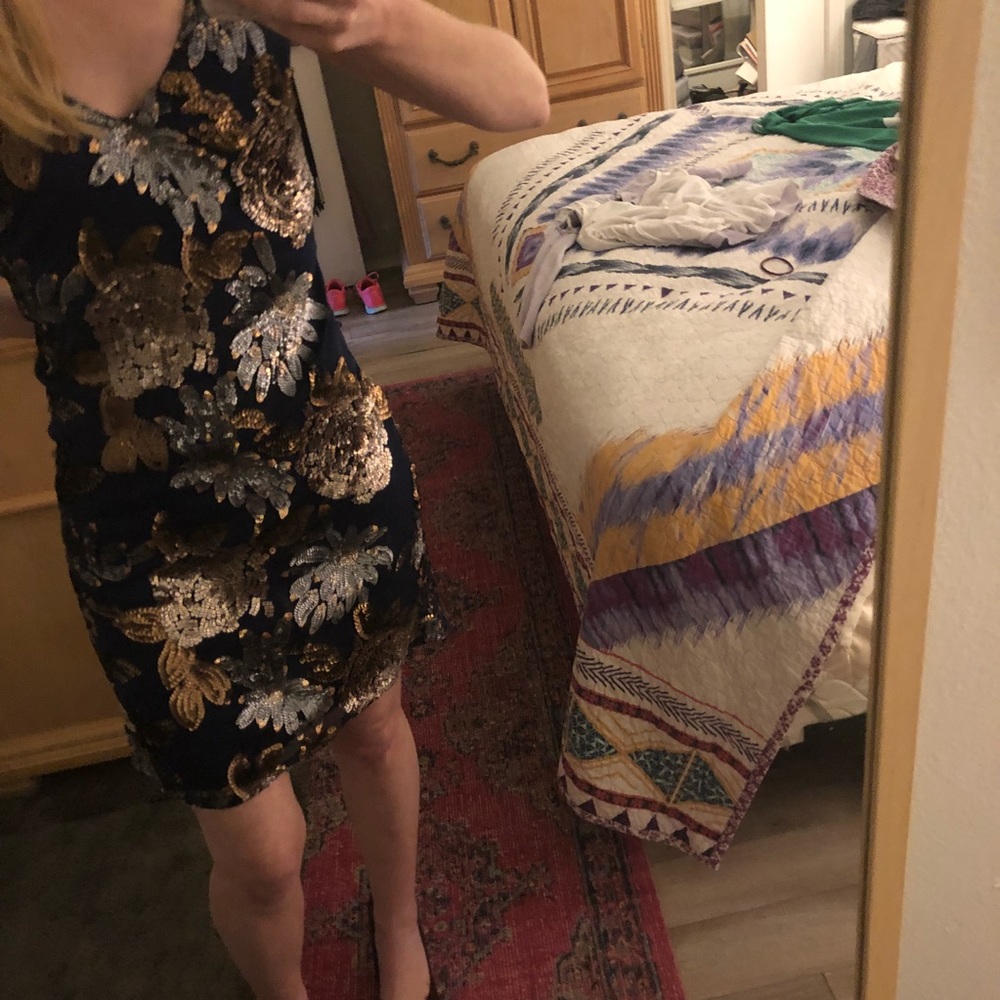 Navy sequin dress
